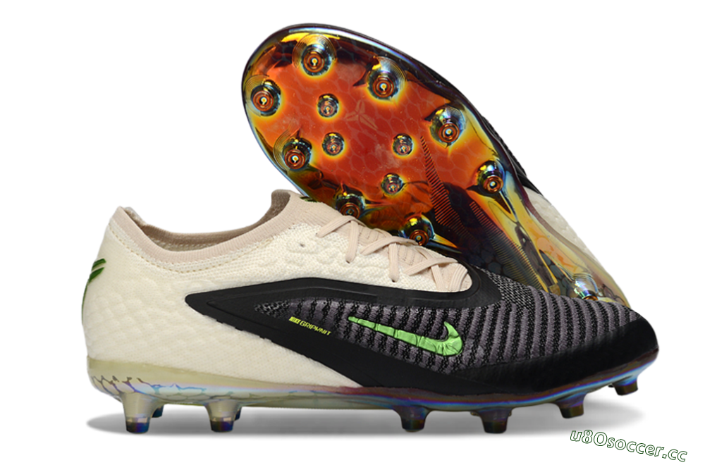 Unisex Nike Phantom 6 Low Elite AG Artificial Grass Low-Tops Football Boots - Black/Electric Green/Crimson White 2