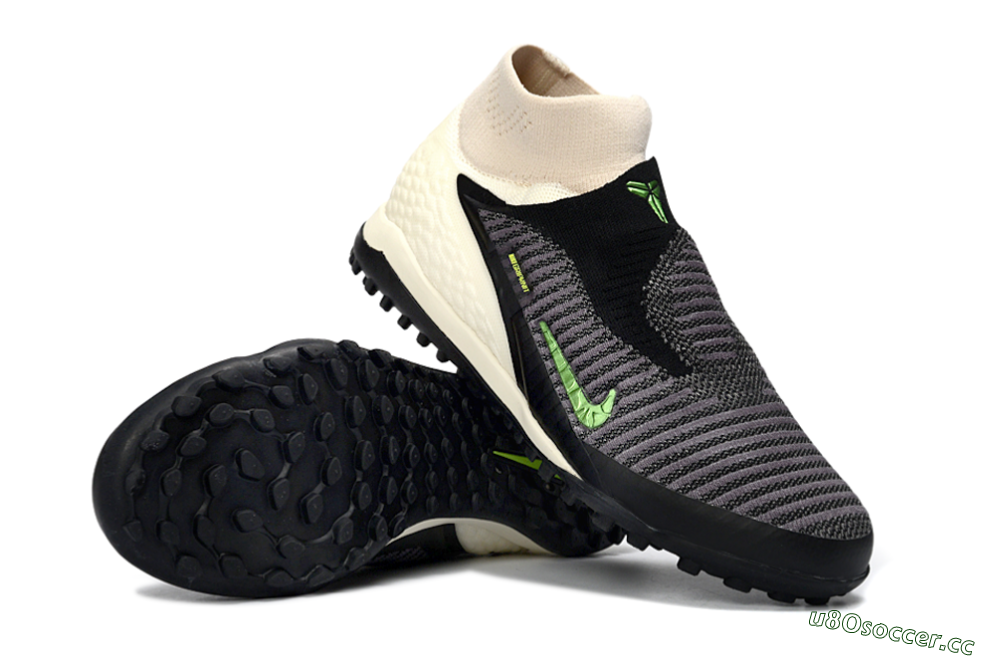 Unisex Nike Phantom 6 High Elite TF Artificial Turf High-Tops Football Shoes - Black/Electric Green/Light Tan 3