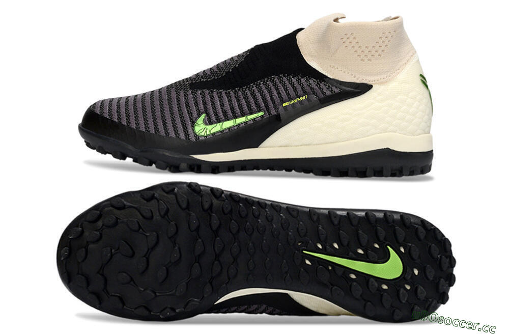 Unisex Nike Phantom 6 High Elite TF Artificial Turf High-Tops Football Shoes - Black/Electric Green/Light Tan 1
