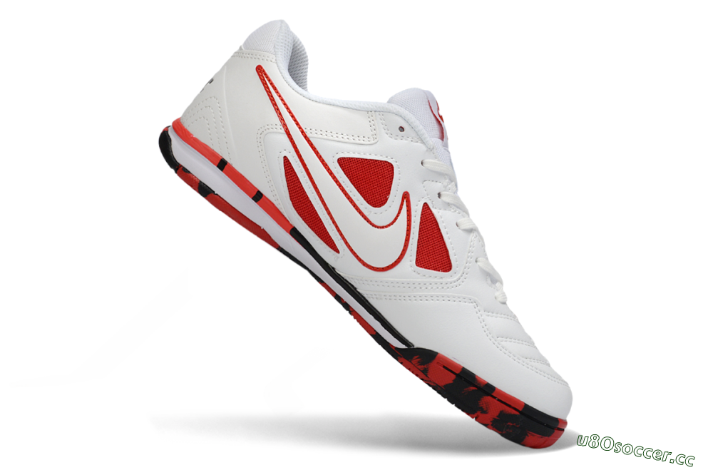 Men's Supreme x Nike SB Gato IC Indoor & Futsal Low-Tops Football Shoes - White/Crimson Red/Black 4