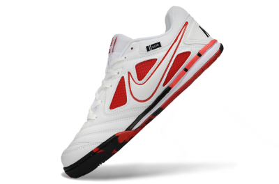 Men's Supreme x Nike SB Gato IC Indoor & Futsal Low-Tops Football Shoes - White/Crimson Red/Black