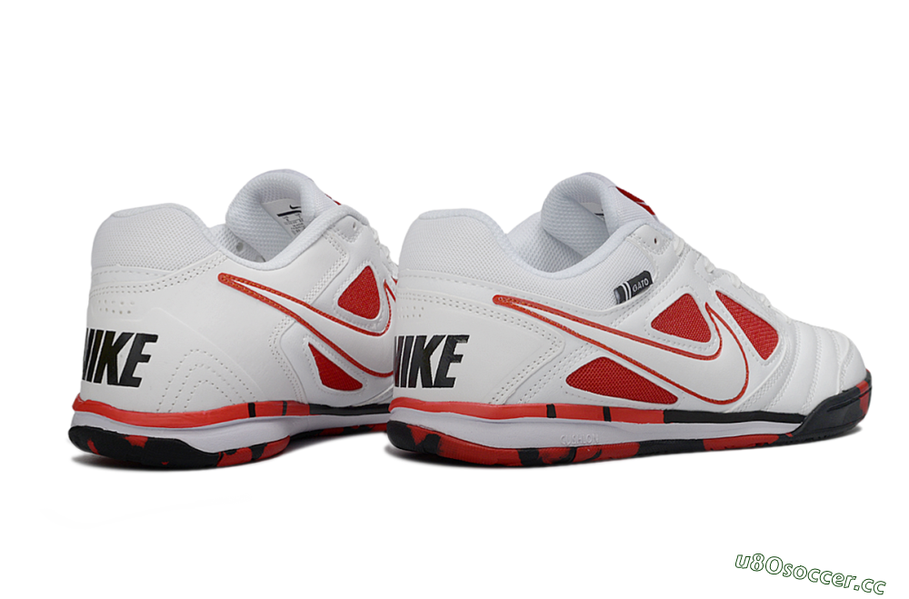 Men's Supreme x Nike SB Gato IC Indoor & Futsal Low-Tops Football Shoes - White/Crimson Red/Black 6