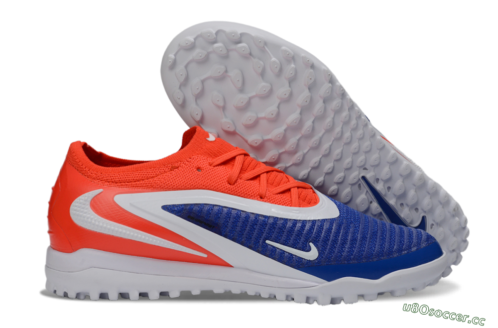 Unisex Nike Phantom 6 Low Elite TF Artificial Turf Low-Tops Football Shoes - Blue/Vibrant Orange/White 2