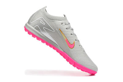 Men's Nike Air Zoom Mercurial Vapor 16 Elite TF Artificial Turf Low-Tops Football Shoes - Gray/Vibrant Pink/Metallic Gold