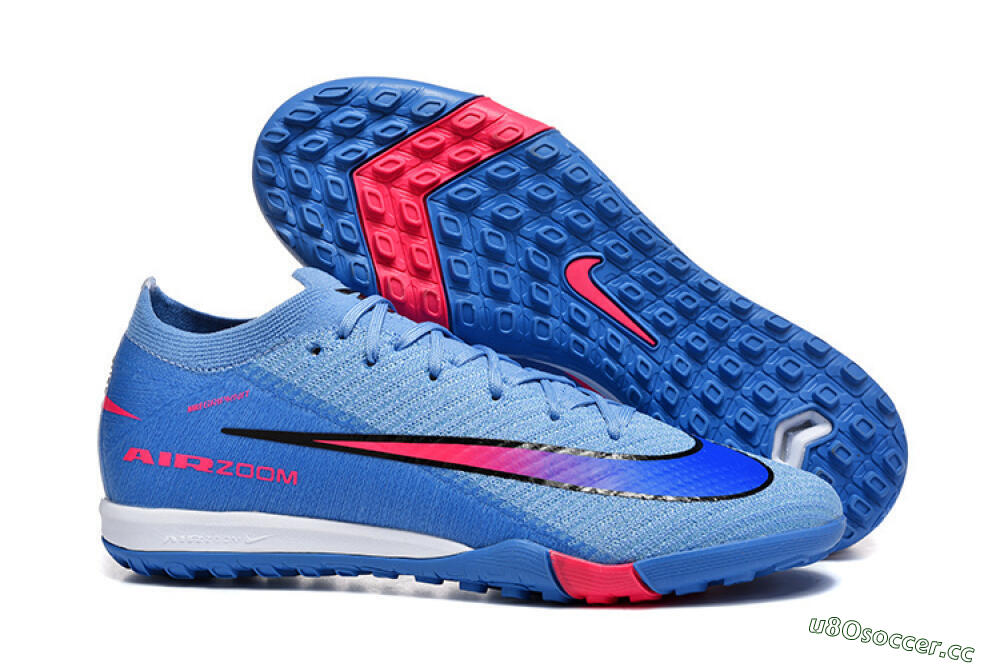 Men's Nike Air Zoom Mercurial Vapor 16 Elite TF Artificial Turf Low-Tops Football Shoes - Blue/Electric Blue/Hot Pink 2