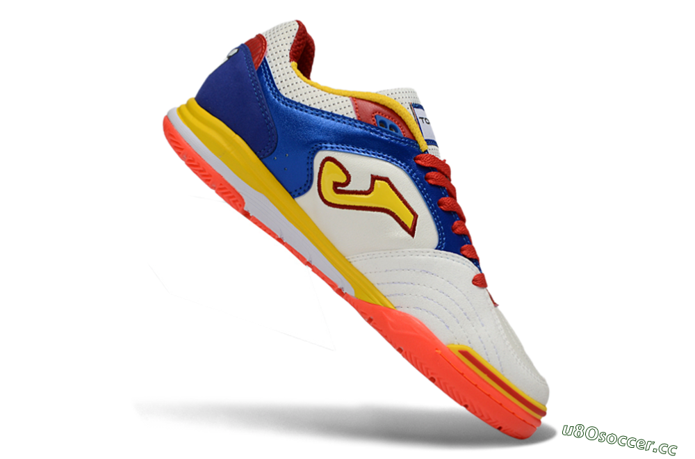 Men's Joma Top Flex IC Indoor & Futsal Low-Tops Football Shoes - White/Royal Blue/Fiery Red 4