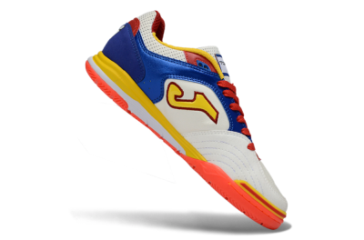 Men's Joma Top Flex IC Indoor & Futsal Low-Tops Football Shoes - White/Royal Blue/Fiery Red