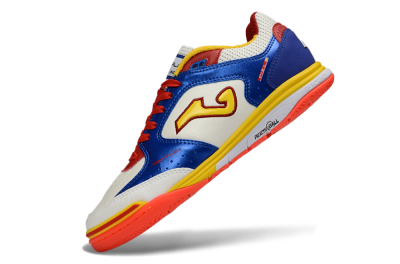 Men's Joma Top Flex IC Indoor & Futsal Low-Tops Football Shoes - White/Royal Blue/Fiery Red