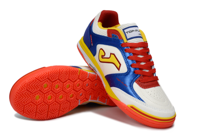 Men's Joma Top Flex IC Indoor & Futsal Low-Tops Football Shoes - White/Royal Blue/Fiery Red