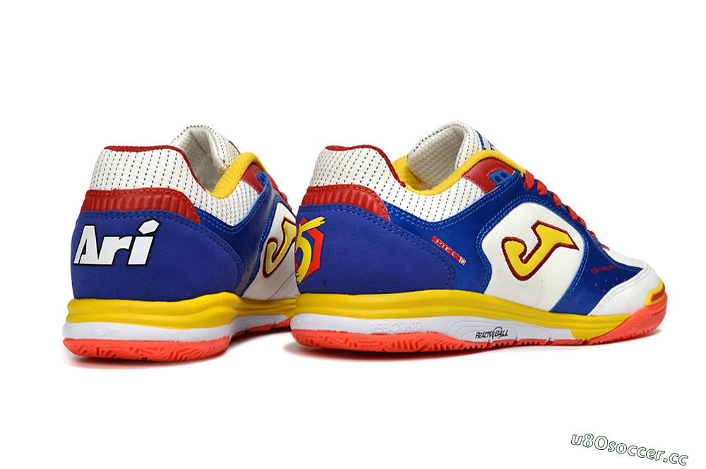 Men's Joma Top Flex IC Indoor & Futsal Low-Tops Football Shoes - White/Royal Blue/Fiery Red 6