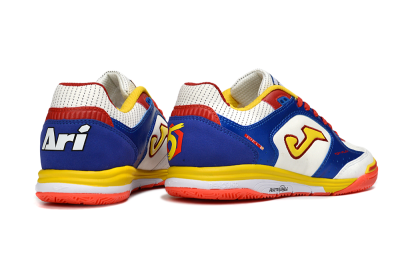 Men's Joma Top Flex IC Indoor & Futsal Low-Tops Football Shoes - White/Royal Blue/Fiery Red