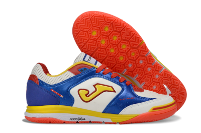 Men's Joma Top Flex IC Indoor & Futsal Low-Tops Football Shoes - White/Royal Blue/Fiery Red