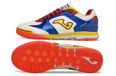 Men's Joma Top Flex IC Indoor & Futsal Low-Tops Football Shoes - White/Royal Blue/Fiery Red