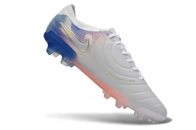 Men's Nike Tiempo Legend 10 Elite FG Firm Ground Low-Tops Football Boots - White/Coral Pink/Deep Blue