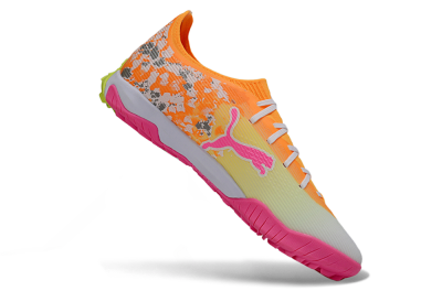 Men's Puma Ultra 5 Ultimate TF Artificial Turf Low-Tops Football Shoes - Orange/Neon Pink/Sunny Yellow