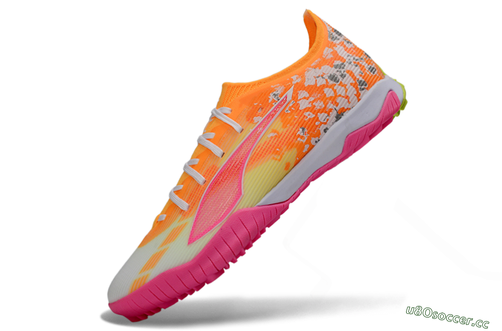 Men's Puma Ultra 5 Ultimate TF Artificial Turf Low-Tops Football Shoes - Orange/Neon Pink/Sunny Yellow 5