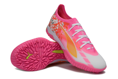 Men's Puma Ultra 5 Ultimate TF Artificial Turf Low-Tops Football Shoes - Orange/Neon Pink/Sunny Yellow