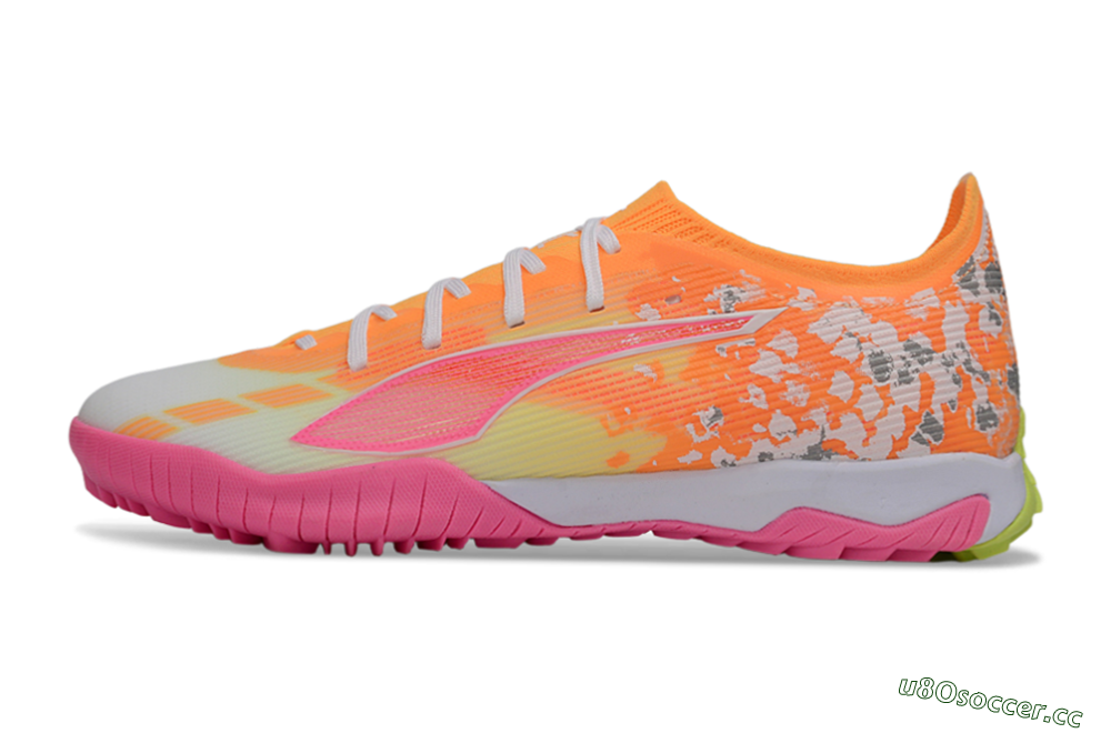 Men's Puma Ultra 5 Ultimate TF Artificial Turf Low-Tops Football Shoes - Orange/Neon Pink/Sunny Yellow 0