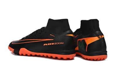 Unisex Nike Air Zoom Mercurial Superfly 10 Elite TF Artificial Turf High-Tops Football Shoes - Black/Electric Orange/Neon Green