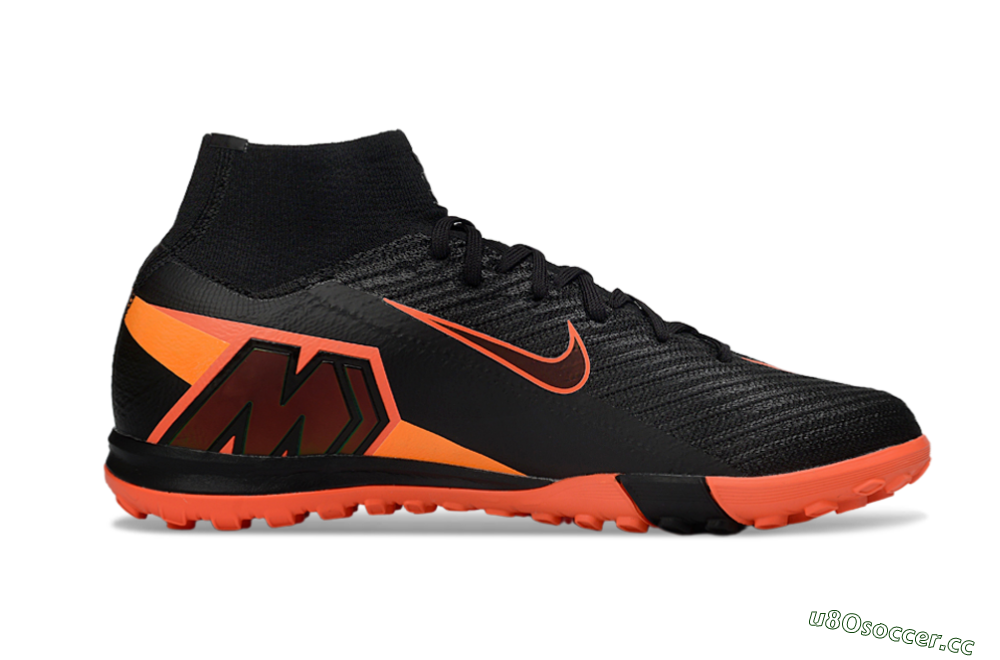 Unisex Nike Air Zoom Mercurial Superfly 10 Elite TF Artificial Turf High-Tops Football Shoes - Black/Electric Orange/Neon Green 5