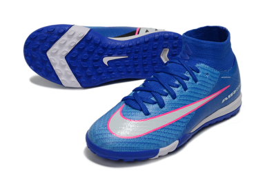 Kids Nike Air Zoom Mercurial Superfly 10 Elite TF Artificial Turf High-Tops Football Shoes - Blue/Ocean Blue/Fuchsia Pink