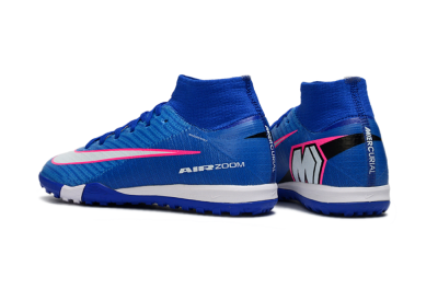 Kids Nike Air Zoom Mercurial Superfly 10 Elite TF Artificial Turf High-Tops Football Shoes - Blue/Ocean Blue/Fuchsia Pink
