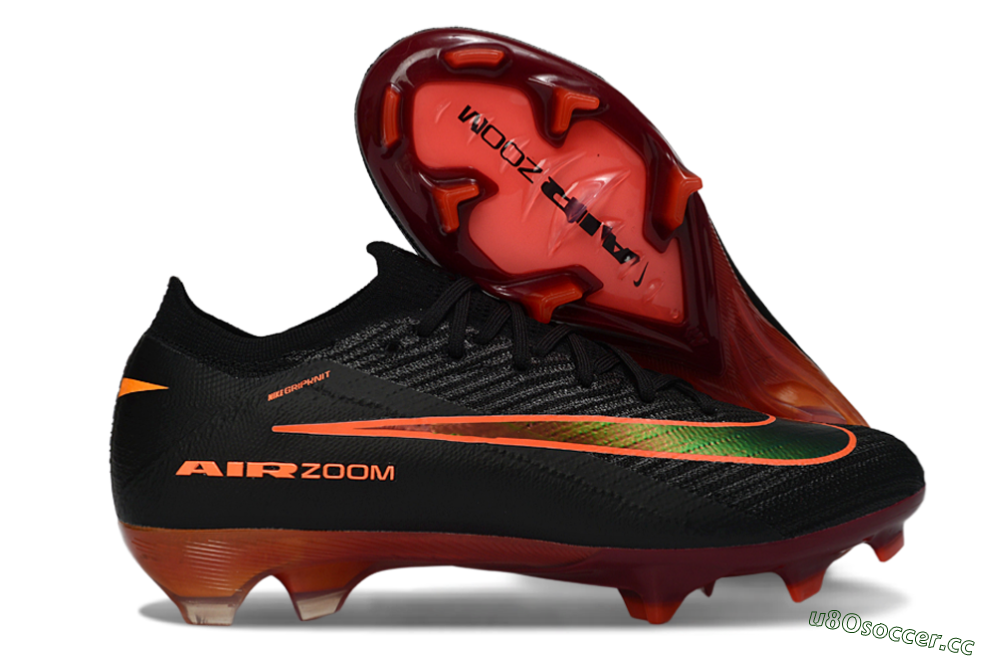 Unisex Nike Air Zoom Mercurial Vapor 16 Elite FG Firm Ground Low-Tops Football Boots - Black/Electric Orange/Neon Green 2