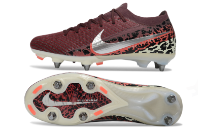 Men's Nike Air Zoom Mercurial Vapor 16 Elite SG Soft Ground Low-Tops Football Boots - Red/Crimson Blaze/Leopard Print