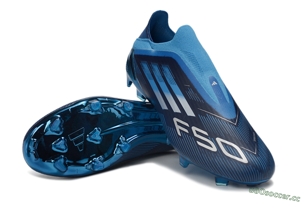 Men's Adidas F50 Elite Laceless FG Firm Ground Low-Tops Football Boots - Blue/Ocean Wave/Deep Sea 3