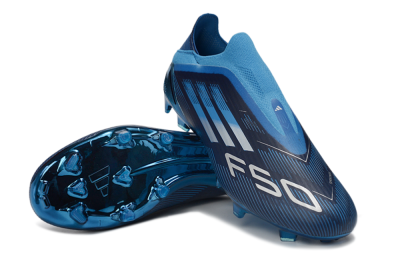 Men's Adidas F50 Elite Laceless FG Firm Ground Low-Tops Football Boots - Blue/Ocean Wave/Deep Sea