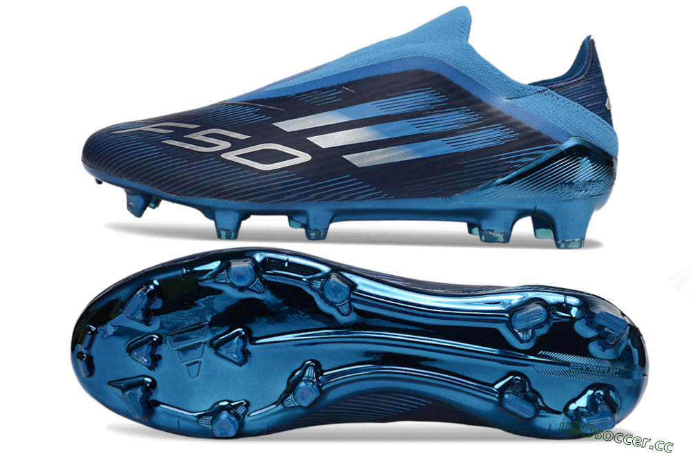 Men's Adidas F50 Elite Laceless FG Firm Ground Low-Tops Football Boots - Blue/Ocean Wave/Deep Sea 1