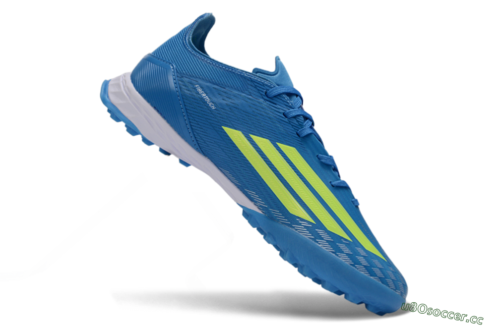 Men's Adidas F50 Pro TF Artificial Turf Low-Tops Football Shoes - Blue/Electric Blue/Neon Yellow 4