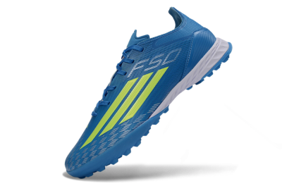 Men's Adidas F50 Pro TF Artificial Turf Low-Tops Football Shoes - Blue/Electric Blue/Neon Yellow