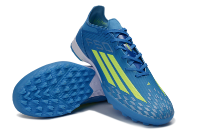 Men's Adidas F50 Pro TF Artificial Turf Low-Tops Football Shoes - Blue/Electric Blue/Neon Yellow