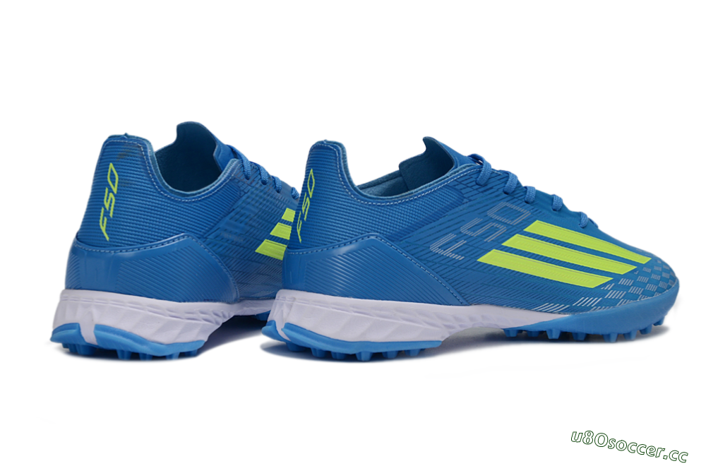 Men's Adidas F50 Pro TF Artificial Turf Low-Tops Football Shoes - Blue/Electric Blue/Neon Yellow 6