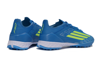 Men's Adidas F50 Pro TF Artificial Turf Low-Tops Football Shoes - Blue/Electric Blue/Neon Yellow