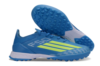 Men's Adidas F50 Pro TF Artificial Turf Low-Tops Football Shoes - Blue/Electric Blue/Neon Yellow