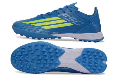 Men's Adidas F50 Pro TF Artificial Turf Low-Tops Football Shoes - Blue/Electric Blue/Neon Yellow