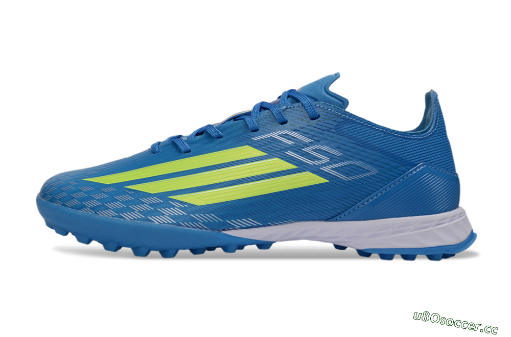 Men's Adidas F50 Pro TF Artificial Turf Low-Tops Football Shoes - Blue/Electric Blue/Neon Yellow 0