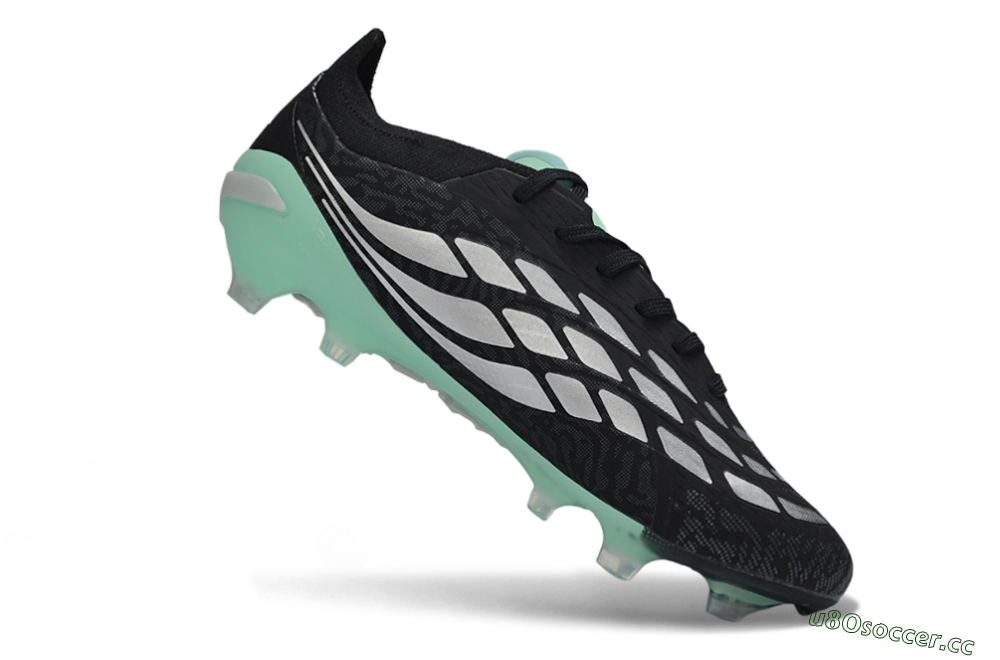 Men's Adidas Predator 26 Elite FG Firm Ground Low-Tops Football Boots - Black/Mint Green/Silver 4