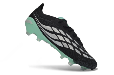 Men's Adidas Predator 26 Elite FG Firm Ground Low-Tops Football Boots - Black/Mint Green/Silver