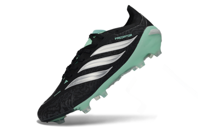 Men's Adidas Predator 26 Elite FG Firm Ground Low-Tops Football Boots - Black/Mint Green/Silver