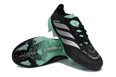 Men's Adidas Predator 26 Elite FG Firm Ground Low-Tops Football Boots - Black/Mint Green/Silver