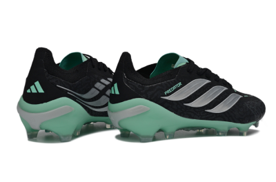 Men's Adidas Predator 26 Elite FG Firm Ground Low-Tops Football Boots - Black/Mint Green/Silver