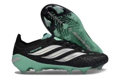 Men's Adidas Predator 26 Elite FG Firm Ground Low-Tops Football Boots - Black/Mint Green/Silver