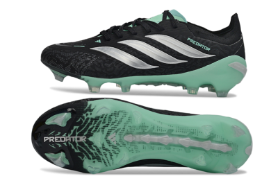 Men's Adidas Predator 26 Elite FG Firm Ground Low-Tops Football Boots - Black/Mint Green/Silver