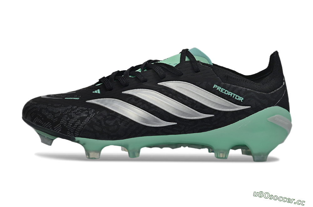 Men's Adidas Predator 26 Elite FG Firm Ground Low-Tops Football Boots - Black/Mint Green/Silver 0