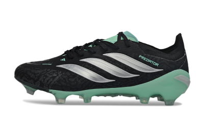 Men's Adidas Predator 26 Elite FG Firm Ground Low-Tops Football Boots - Black/Mint Green/Silver