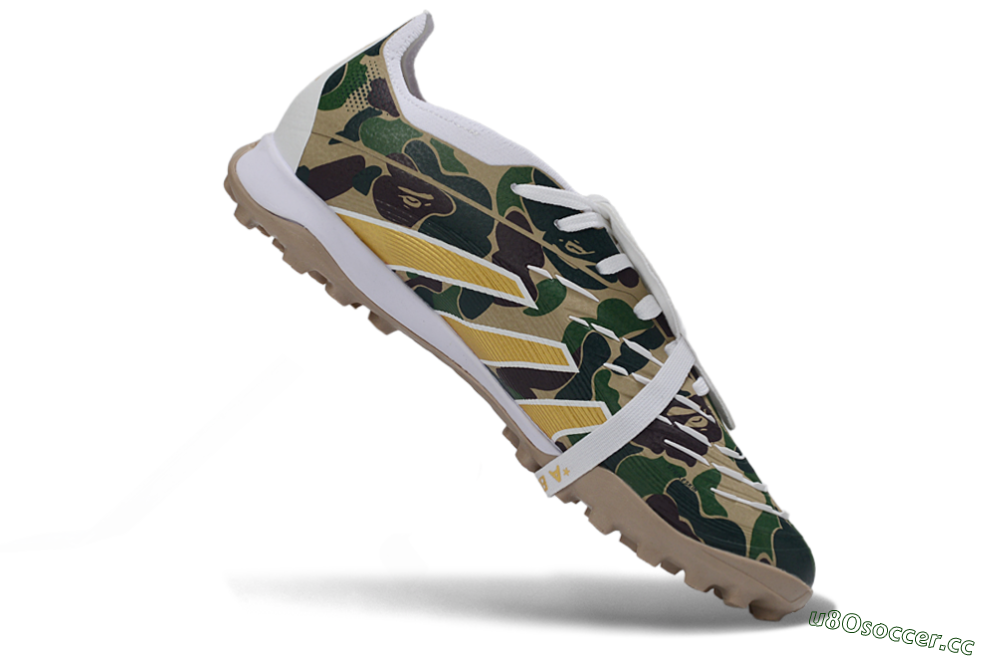 Men's Adidas Predator 25 Elite Fold-Over Tongue TF Artificial Turf Low-Tops Football Shoes - Yellow/Camo Green/Frost White 4
