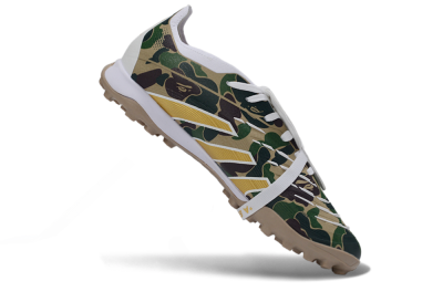 Men's Adidas Predator 25 Elite Fold-Over Tongue TF Artificial Turf Low-Tops Football Shoes - Yellow/Camo Green/Frost White